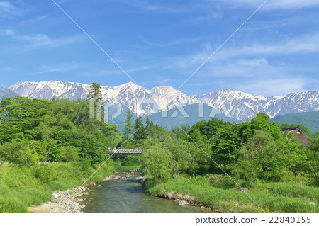 图库照片 长野县白马初夏北阿尔卑斯山