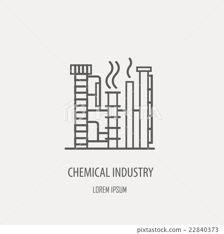 Industrial factory logo template. Linear badge  22840373