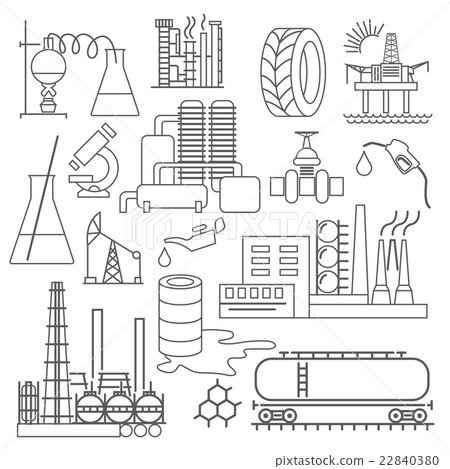 Chemical industry icon set. Thin line icon design 22840380