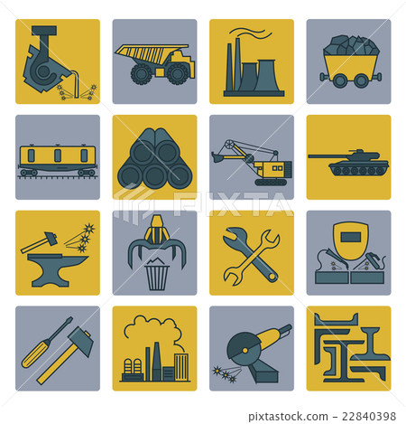 Metallurgy icon set. Colour version design Metallurgy icon set. Colour version design 22840398