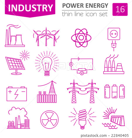 Power energy icon set. Thin line design - Stock Illustration [22840405 ...