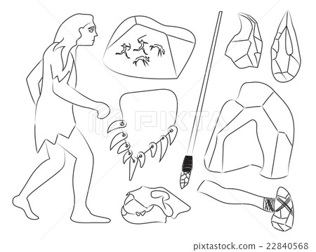 Prehistoric stone age icons set Prehistoric stone age icons set 22840568