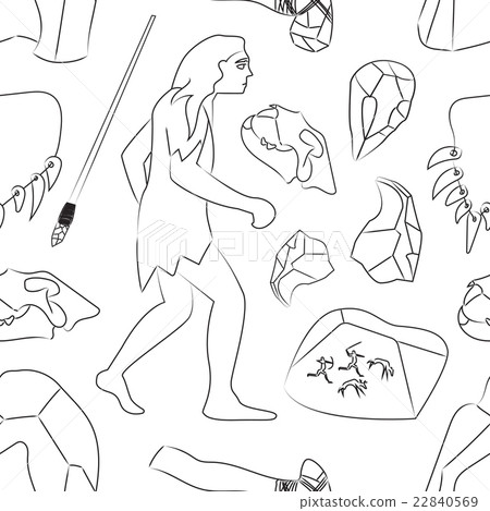 Prehistoric stone age icons set pattern Prehistoric stone age icons set pattern 22840569