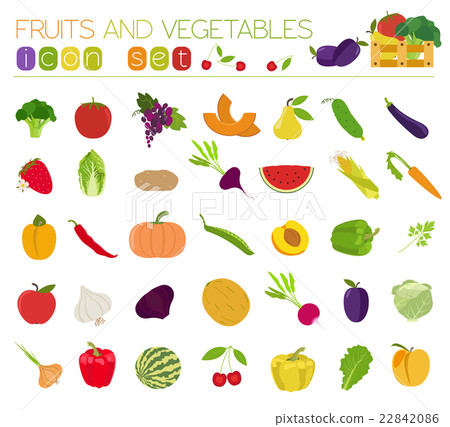 Fruits and vegetables. Nutrition. Icon set 22842086