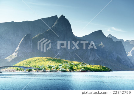 sunset in Lofoten islands, Norway 22842799