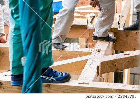 Building of the upper building Building worker carpenters foundation construction Housing construction Reinforcing works Construction business My home 22843793