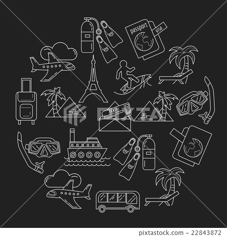 Vector set of travel icons Linear design 22843872