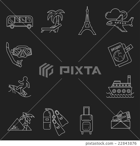 Vector set of travel icons Linear design 22843876
