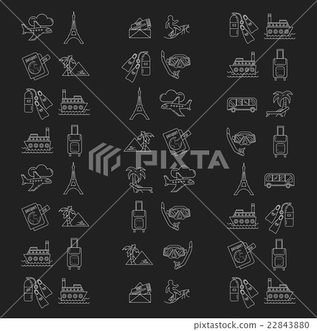 Vector set of travel icons Linear design 22843880