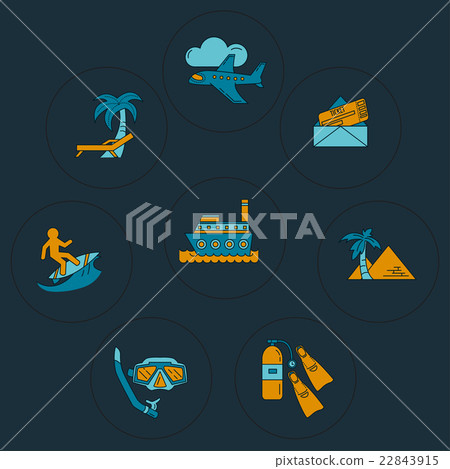 Vector set of travel icons Linear design 22843915