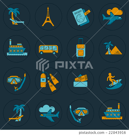 Vector set of travel icons Linear design 22843916