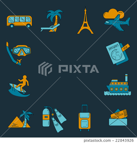 Vector set of travel icons Linear design 22843926