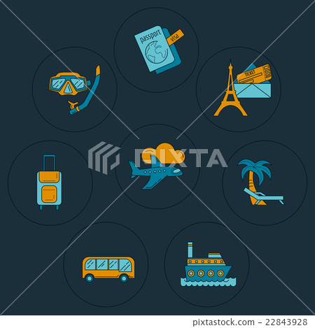 Vector set of travel icons Linear design 22843928