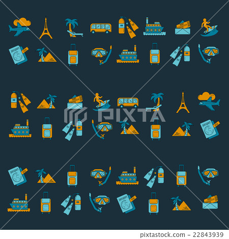 Vector set of travel icons Linear design 22843939