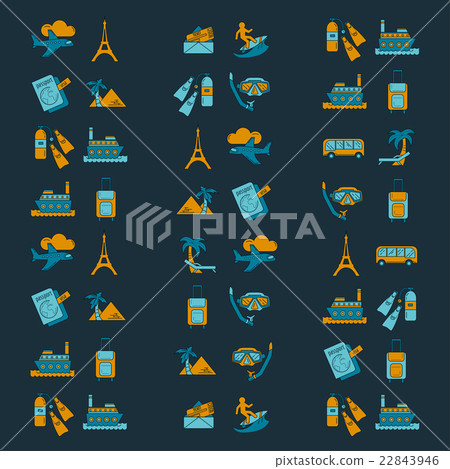 Vector set of travel icons Linear design 22843946
