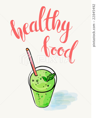 Green smoothie vector illustration with lettering 22845492