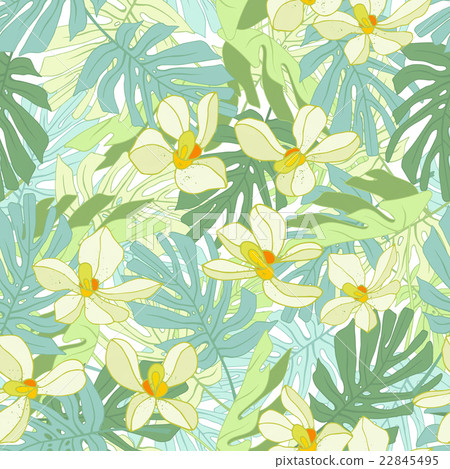 Tropical palm leaves. 22845495