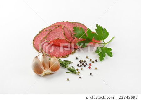 slices of pepper salami slices of pepper salami 22845693