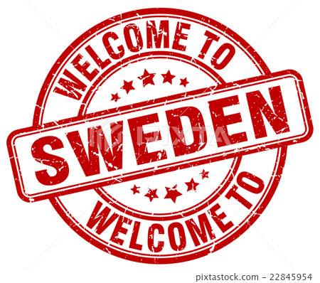welcome to Sweden red round vintage stamp - Stock Illustration ...