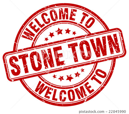 welcome to Stone Town red round vintage stamp - Stock Illustration ...