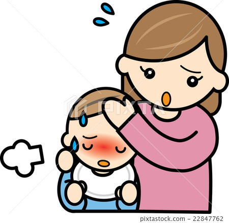 Mom worried with a hot baby - Stock Illustration [22847762] - PIXTA