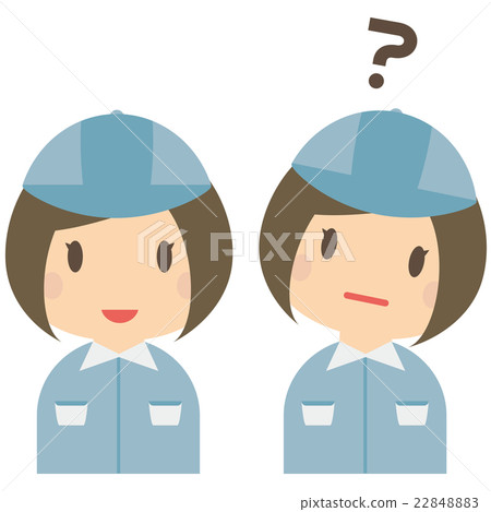Female worker wearing a blue uniform hat 22848883