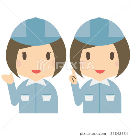 戴一個藍色制服帽子的女工 戴一個藍色制服帽子的女工 22848884