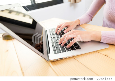 Woman use of the laptop computer 22851557