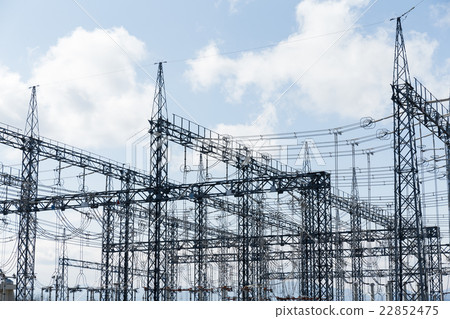 High Voltage electric substation with transformers High Voltage electric substation with transformers 22852475