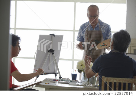 Senior painting enjoying hobbies 22857014