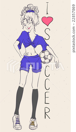 I love football. Beautiful athletic woman with 22857869