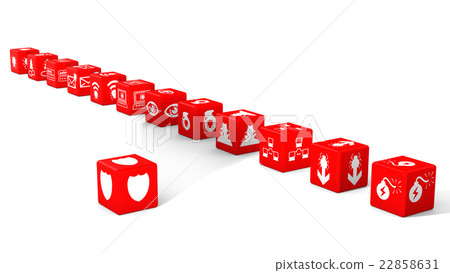 Red dice in a row cybersecurity concept 22858631