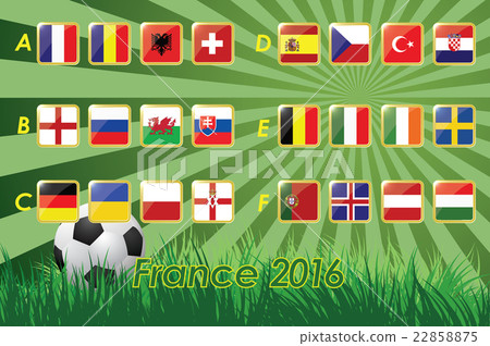 Flags of European 2016 on grass background 22858875
