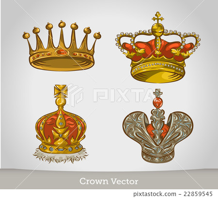 Set of gold crowns isolated on white background 22859545