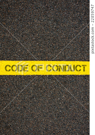 Road marking yellow line words CODE OF CONDUCT 22859747