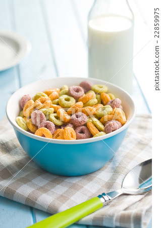 colorful cereal rings in bowl colorful cereal rings in bowl 22859975