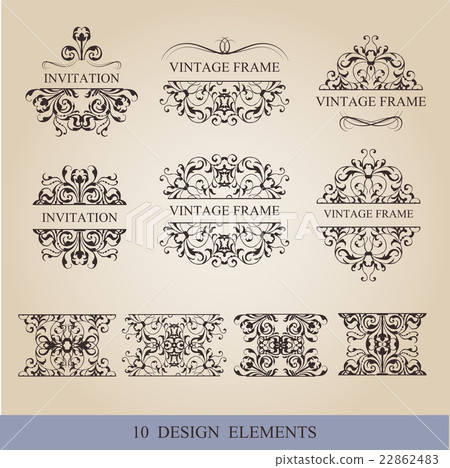Calligraphic elements vintage set . Vector frame - Stock Illustration ...