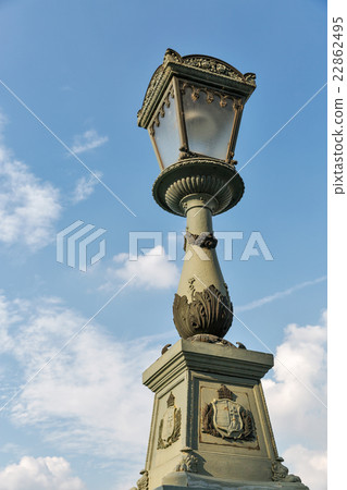 Chain Bridge street lamp in Budapest, Hungary Chain Bridge street lamp in Budapest, Hungary 22862495