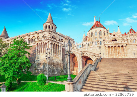 View on the Old Fishermen Bastion in Budapest View on the Old Fishermen Bastion in Budapest 22863759