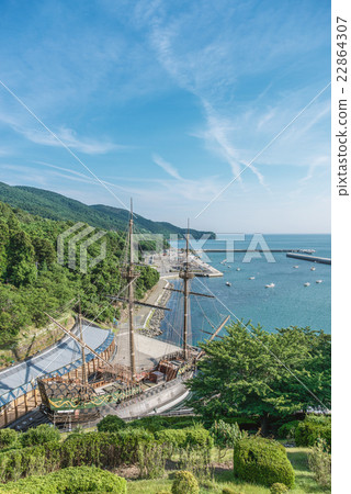 Galleon ship in the harbor 22864307