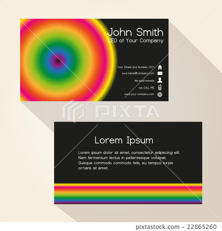 colorful wheel and black business card design 22865260