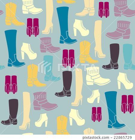 Seamless pattern with flat icons of womens shoes Seamless pattern with flat icons of womens shoes 22865729