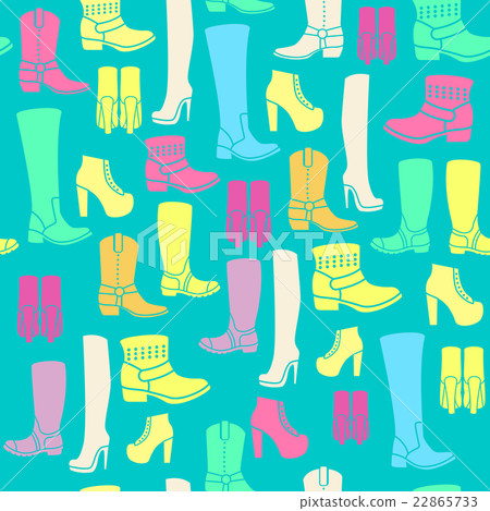Seamless pattern with flat icons of womens shoes 22865733