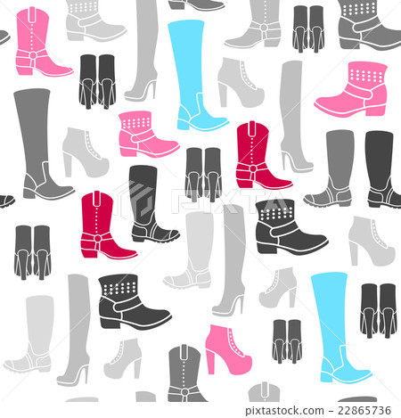 Seamless pattern with flat icons of womens shoes - Stock Illustration ...