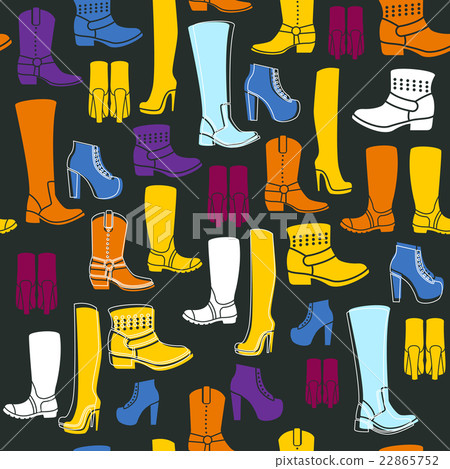 Seamless pattern with flat icons of womens shoes 22865752