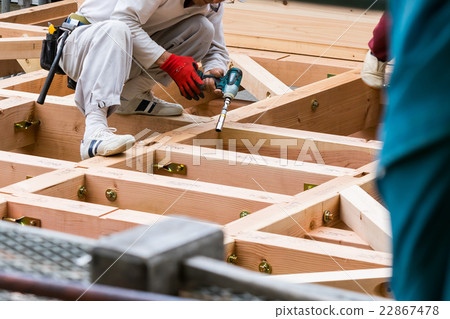 Building of the upper building Building worker carpenters foundation construction Housing construction Reinforcing works Construction business My home 22867478