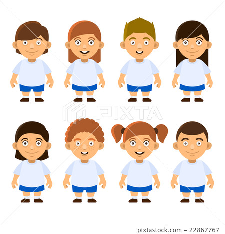 School Kids Set on White Background. Vector - Stock Illustration ...