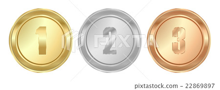 Vector round polished gold silver bronze medals 22869897