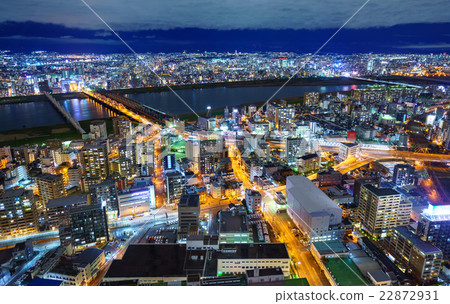 Aerial view of Osaka skyscrapers, Osaka, Japan 22872931