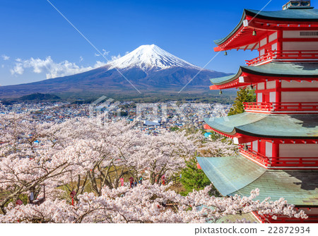 Mt. Fuji with Chureito Pagoda, Fujiyoshida, Japan 22872934